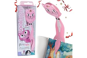 Gifts for Readers & Writers Bookmark Reading Light Cat Pink - 2in1 Clip On Bookmark Kids Light for Reading in Bed, Travel Cute Lights, 8 Lumen LED