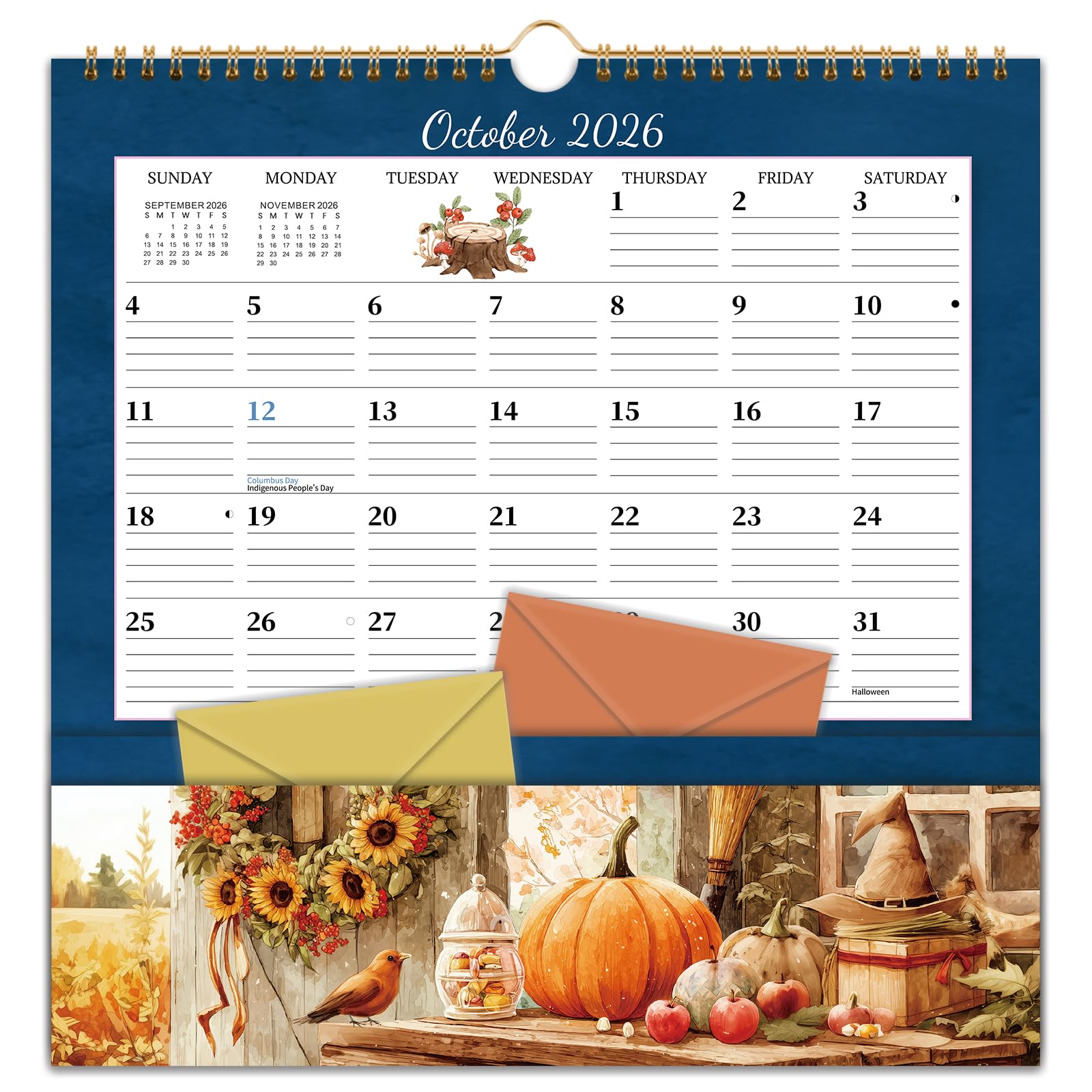 Photo 1 of 2026 Calendar - 2026 Wall Calendar with Pocket, January 2026 to December 2026, 12'' x 12'' Monthly Calendars for Home, Office, School