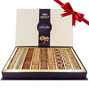 Assortment Sweets Gift Box - Baklava, Pistachio and Almond - Authentic Middle East Sweets - Elegant Gift Box (Assorted, Extra Large)