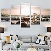 SIGNWIN 5 Panel Canvas Wall Art Landscape Ocean for Home Decorations Ready to Hang - 60