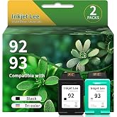 Inkjet Lee 92 93 Ink Replacement for HP 93 92 Ink Cartridge for Photosmart 7850 C3183 C3188 C3190 C3193 C3194 Deskjet 5420 5420v 5440 5440v 5440xi 5442 5443 PSC 1507 1510 Printer, 1 Black, 1 Tri-Color