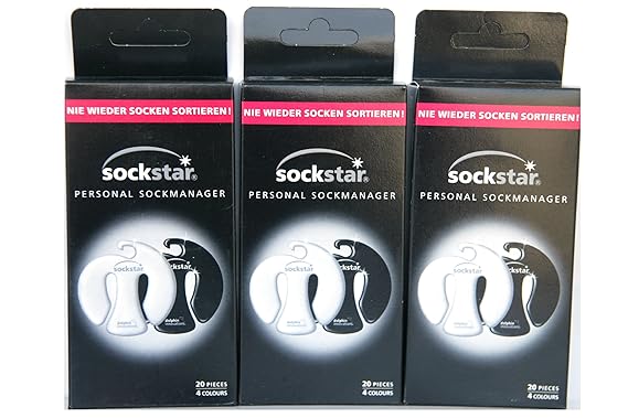 Super offer!! Super Angebot!! 3 Familie Packungen, 60 Sockstar - Sockenklammern - Sockenclips in 4 Farben. Preis für 3 Pakete