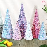 6 Pcs 12" 10" 6" Shining Glitter Cone Tree Centerpieces Decoration Christmas Sequin Cone Tree Table Ornament Fake Tabletop Trees for Christmas Mermaid Ocean Wedding Birthday Party Supplies