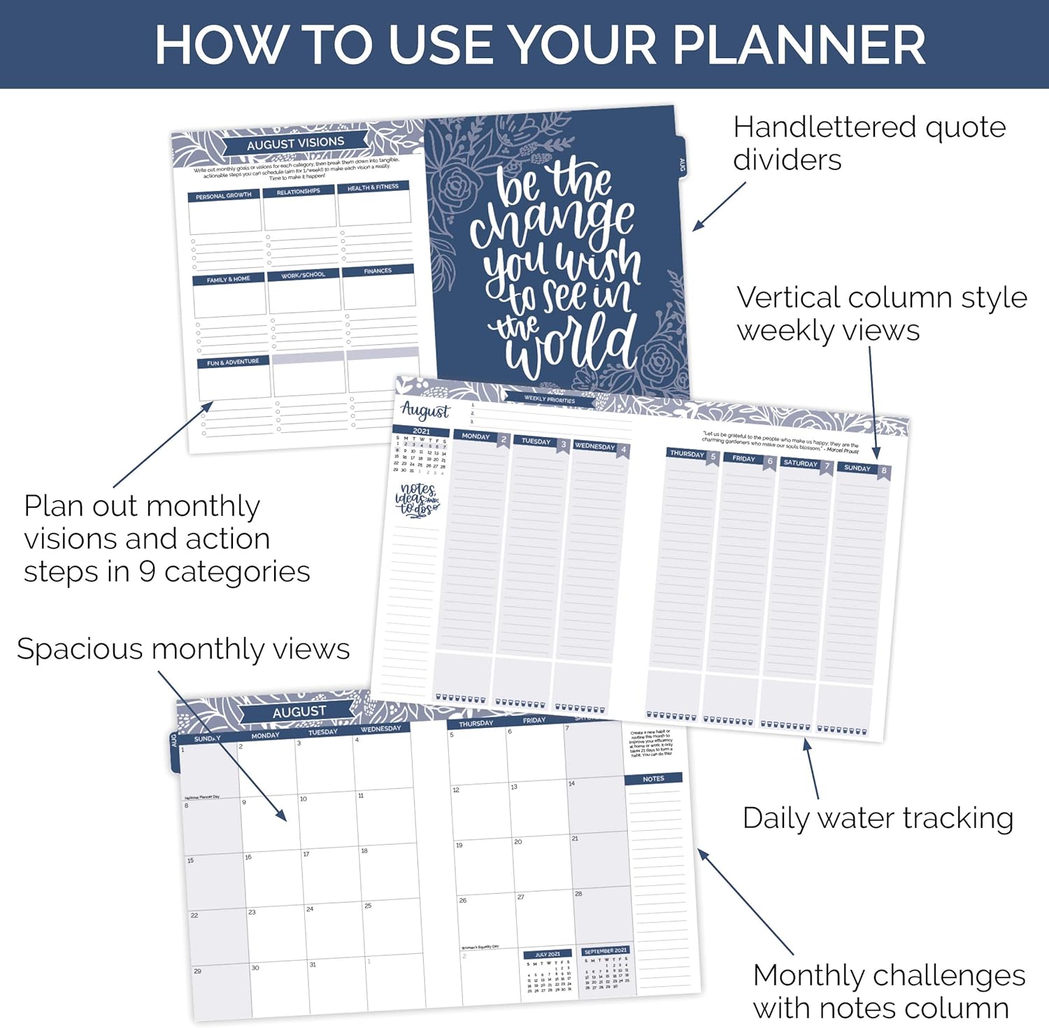 bloom daily planners 2021-2022 HARDCOVER Academic Year Goal & Vision Planner (July 2021 - July 2022) - Monthly/Weekly Agenda Calendar Organizer - 7.5" x 9" - Earthy Abstract : Office Products