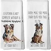 Mcehtle Australian Shepherd Dog Kitchen Towels Set of 2, Funny Dog Kitchen Decor, Dogs Gifts for Women Men Hand Towel, Pet Owner Gift Decorative Tea Towels Dish Towel 16x24 Inch