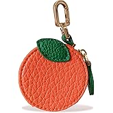 TUKYWAN Orange Leather Coin Purse,Fruit Bag Charm Purse Charm for Handbags Backpack,Cute Keychain Accessories with Zipper Gifts for Girls Women