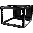 StarTech.com 4-Post 6U Hinged Wall-Mount Network Rack, 19" Open Frame Server Rack with 19.8in Mounting Depth, Wall Mount Swing Out Data Rack for IT / AV / Computer Equipment, TAA (RK619WALLOH)