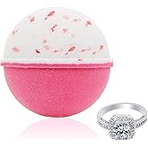 Bath Bomb with Surprise Size Ring Inside - Pink Himalayan Sea Salt Extra Large 10 oz. Bath Bombs with Jewelry - Hand Made in USA - Perfect for Spa & Bubble Bath. Great Gift for Birthday, Mothers Day