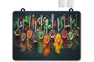 JASAKOO Colourful Various Herbs Stove Top Covers for Electric Stove, Spices for Cooking Glass Stove Top Cover Protector, Heat Resistant Range Ceramic Stove Top Covers Mat, Dish Drying Mat