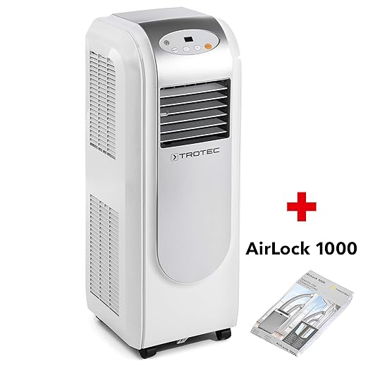TROTEC Lokales mobiles Klimagerät Klimaanlage PAC 2000 E mit 2,1 kW / 7.200 Btu Inkl. Tür- und Fensterabdichtung AirLock 1000