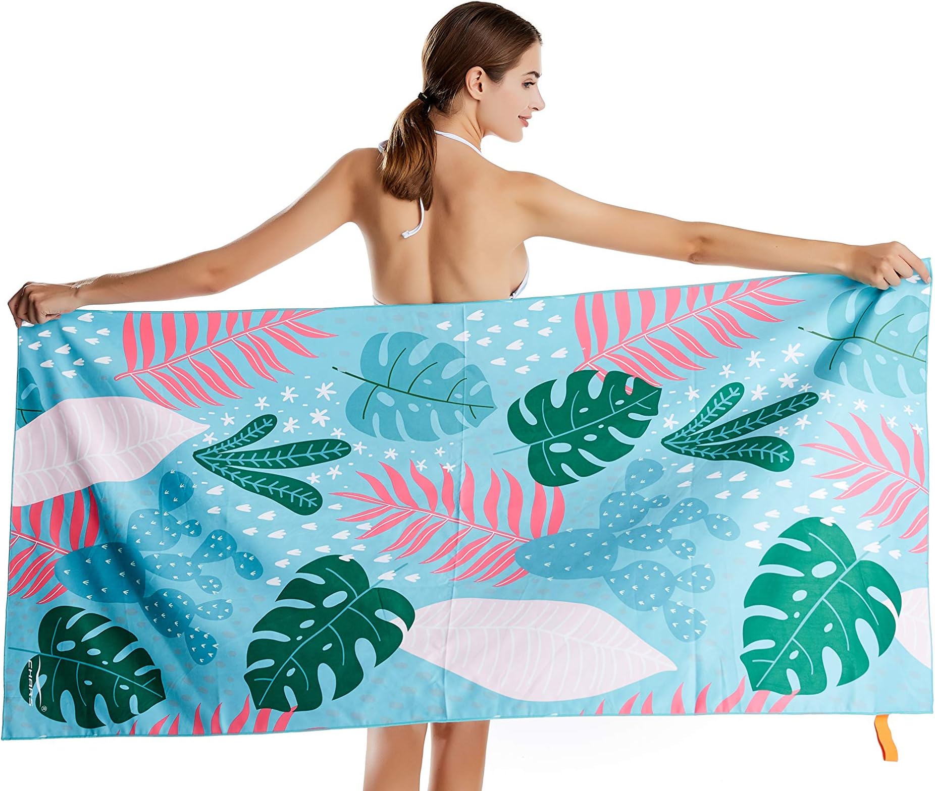CHARS Microfiber Quick Drying Beach Towel with a Carrying Bag Super Absorbent & Sand Free Towel for Kids Teens Adults Travel Gym Camping Pool Yoga Outdoor and Picnic(63"×31")