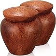 2 Pcs Mini Keepsake Cremation Urn Wood Grain for PET or Human Ashes, Sharing Personal Funeral for Human