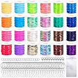 Karsspor Glitter/Laser/Normal Lanyard String for Crafts, 24 Rolls Gimp String, Plastic Lacing String Kit for DIY Bracelets, K
