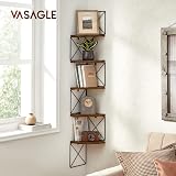 VASAGLE Corner Shelf Wall Mounted 5 Tier Rustic Brown Black LLS851B01 view 2