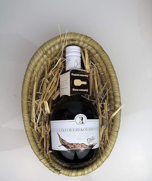 Geschenkkörbchen Chopin-Wedel Schokolikör | Fairtrade Handarbeit-Korb, inklusive Dekoheu