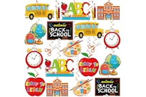 M AMFEOV 36 Pcs Back to School Decorations Hanging Swirls, NO-DIY First Day of School Decorations Hanging Swirls, Welcome Back to School Decorations Decorations
