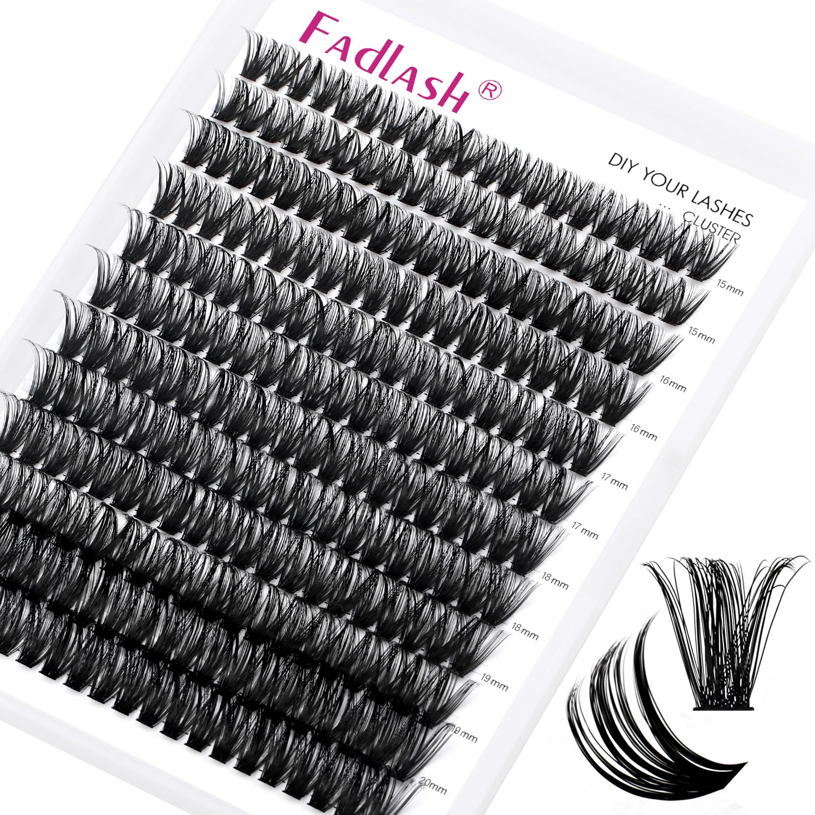 Cluster Lashes Extensions Individual Eyelashes 60D 0.07 D Curl 15-20mm Extensions 200Pcs DIY Eyelash Extensions at Home