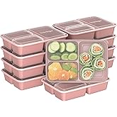Bentgo Prep - 20-Piece 3-Compartment Reusable Meal Prep Containers with Lids, PFAS & BPA Free Materials, Durable, Microwave, Freezer, & Dishwasher Safe To Go Food Storage (Rosette Glitter)