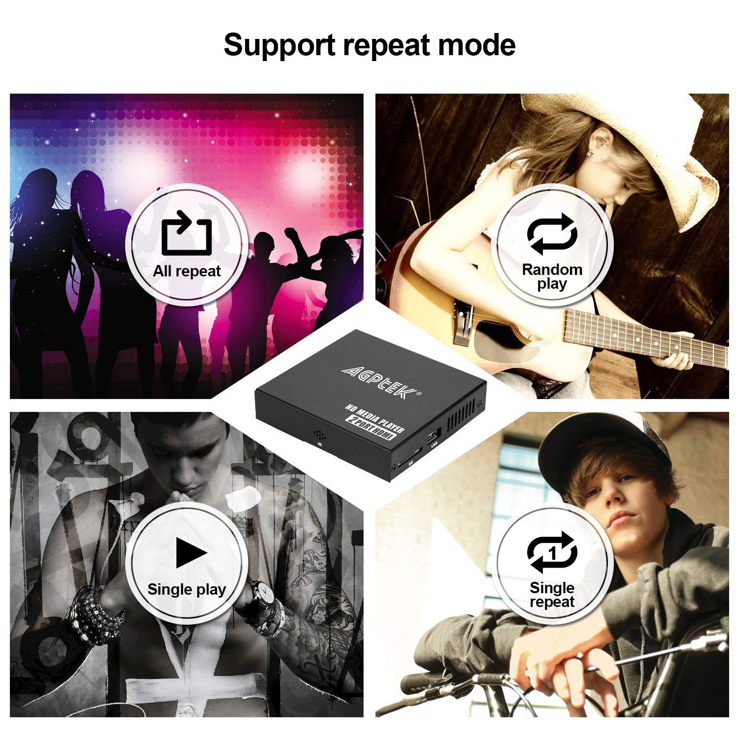 1080P Media Player with ONE AV Cable, Dual HDMI Outpus, Portable MP4 Player for Video/Photo/Music Support USB Drive/SD Card/HDD - HDMI/AV/VGA Output …