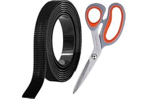 REBUILD SKILLS Industrial Strength 1" x 10ft + Scissors Black Scotch Self Mating Reclosable Fasteners, Stick-On Adhesive, No Tools Needed, Home Decor, Classroom, Office, Indoor-Outdoor Waterproof Compatible SJ3550