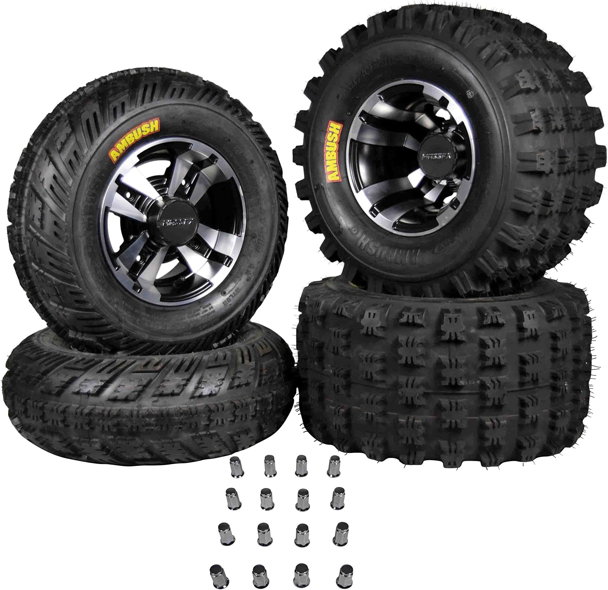 Ambush 21x7-10 20x11-9 Tires w MASSFX Machined Rims 10x5 4/156 9x8 4/115 Wheels