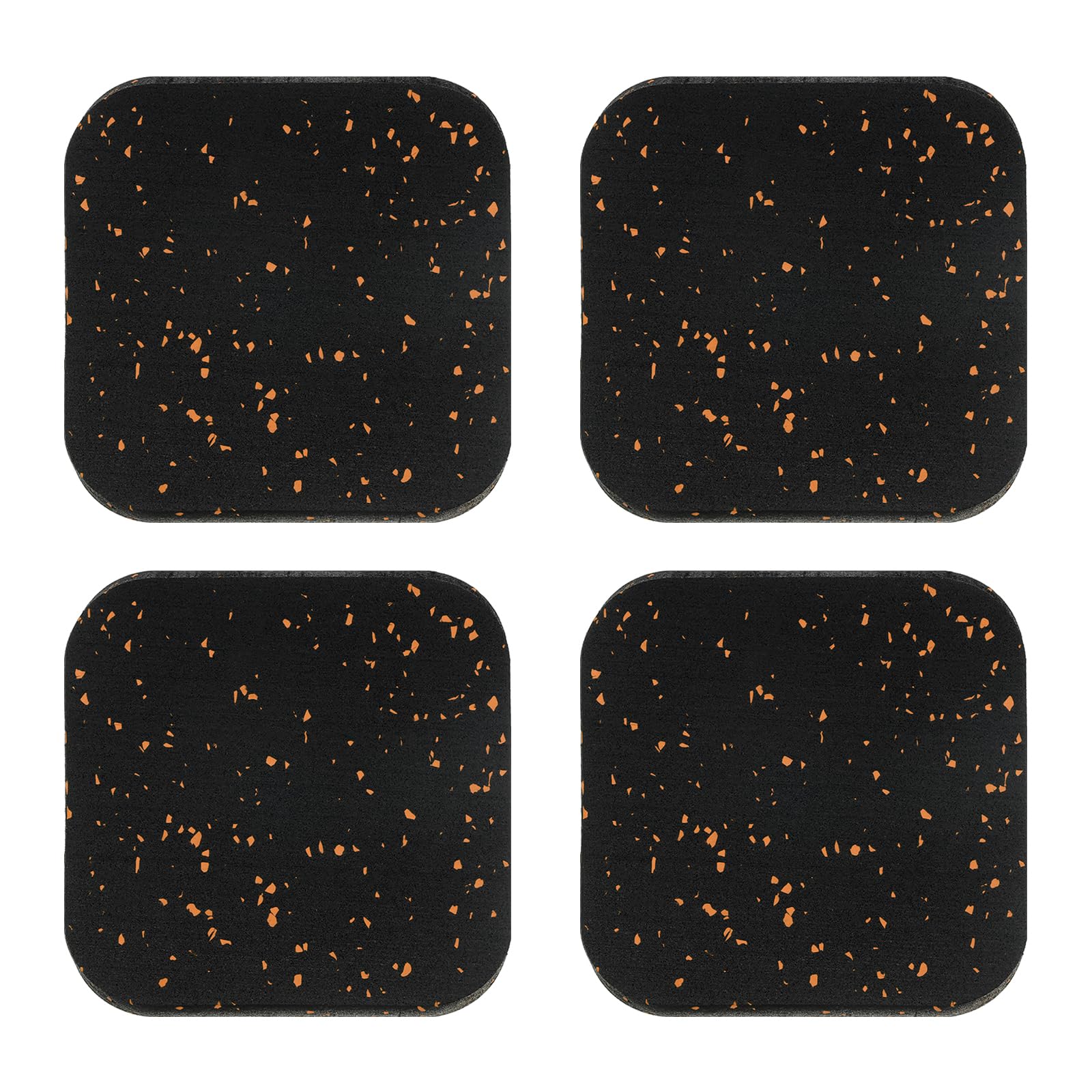 PATIKIL Treadmill Mat, 4 Pcs Exercise Equipment Mat Noise Reduction for Floor Protection, Washing Machine Pads, Anti Vibration Rubber Mats for Bike, Black/Orange