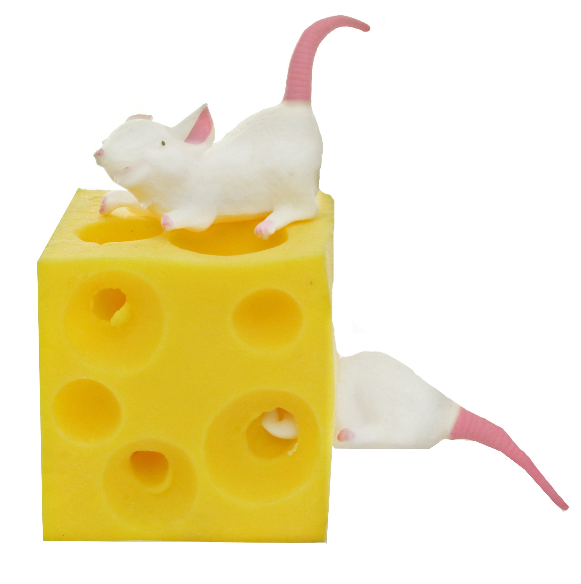 Play Visions Stretchy Mice and Cheese Toy 2 Squishable Figures And Cheese Block Stress