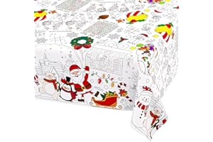 WNINK 1 Pack Christmas Coloring Tablecloth & Activity Poster – 54x88in Disposable Xmas Party Decorations with Santa & Snowman for Kids, School Events & Holiday Activities