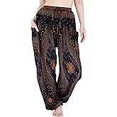 Lannaclothesdesign Harem Pants Women – Boho Elephant Pants High-Waisted Hippie Clothes with Pockets for Yoga