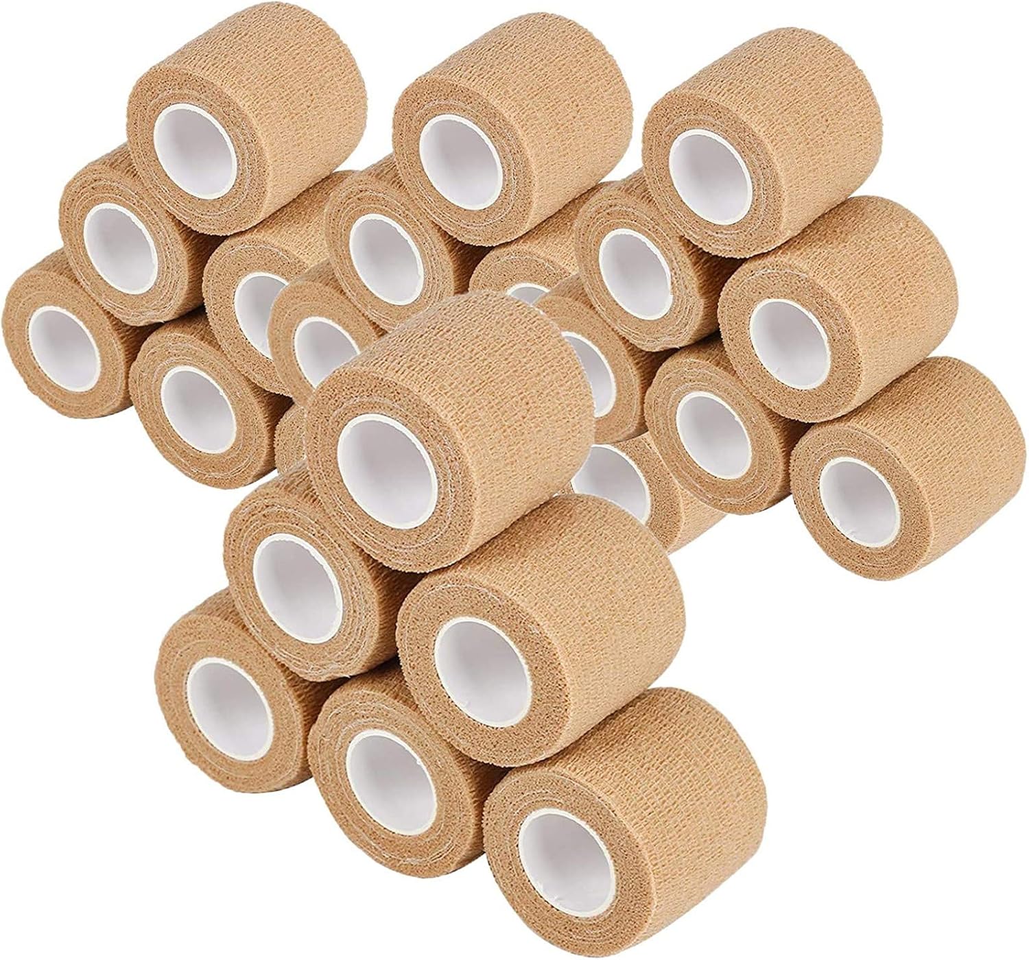24 Packs Self Adherent Cohesive Wrap Bandages 2'' Wide, 5 Yards, First Aid Tape,Elastic Self Adhesive Tape,All Sports Athletic Tape, Non-Woven Bandage,Breathable Wound Tape,Skin Colour Athletic Tape: Health & Personal Care