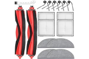 DRFLITO 17 Pack Replacement Accessories Kit Compatible with Roborock Q10 S5/Q10 S5+/Q10 X5/Q10 X5+ Robot Vacuum, 2 Main Brush, 6 Side Brush, 4 HEPA Filter, 4 Mop Pads