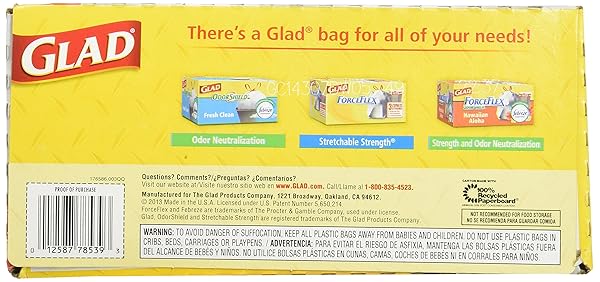 GLAD TRASH BAGS TEAR RESISTANT 30 GAL. BLACK 50 BAGS/BOX