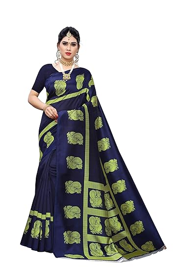 Womens plain weave printed Art Silk saree free size GERMAN