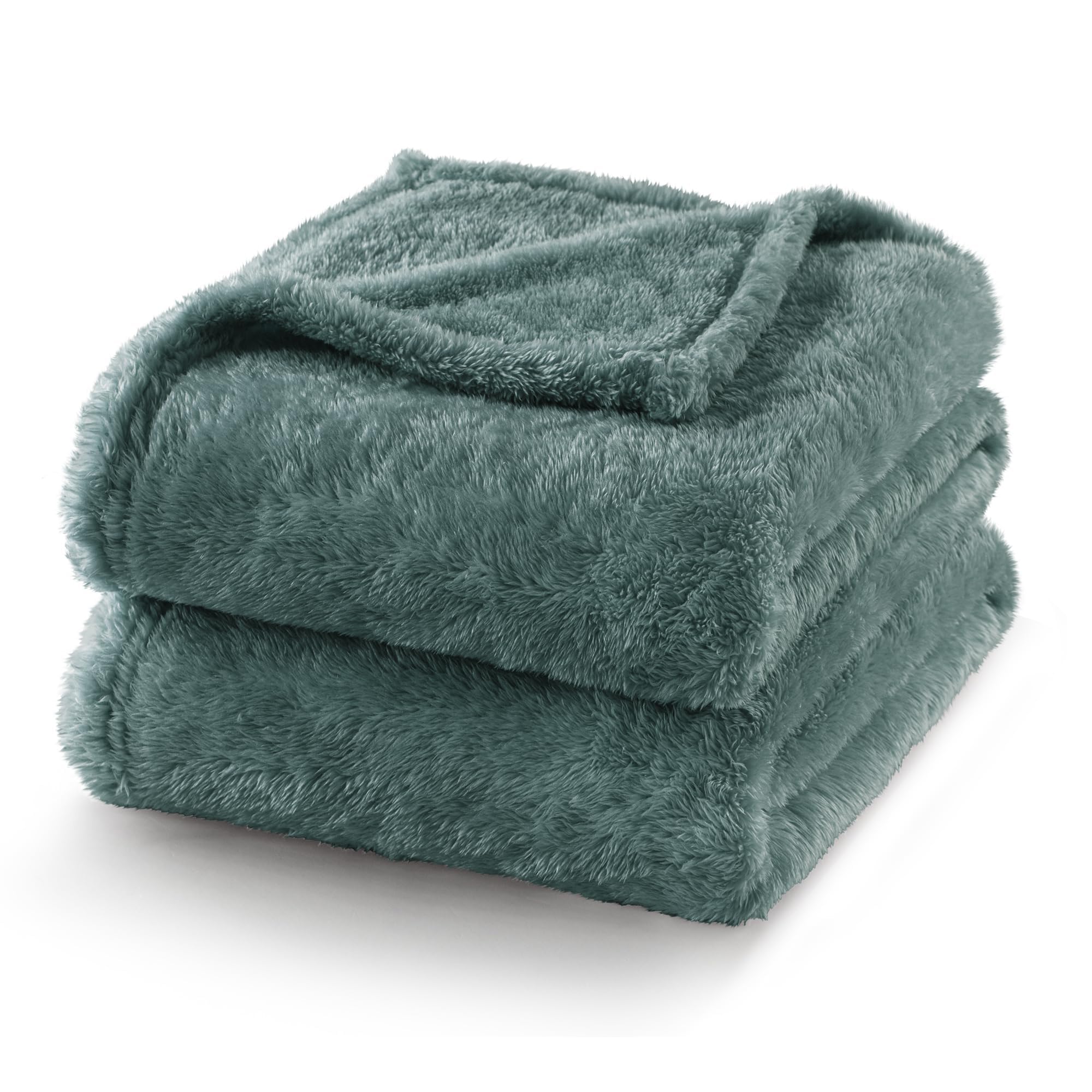 Exclusivo Mezcla Plush Fuzzy Fleece Bed Blanket King Size 230x265 CM, Super Soft, Fluffy and Warm Blankets, Suitable for All Season Use, Celadon