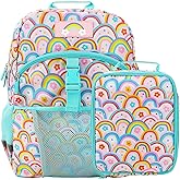 Bioworld Colorful Rainbow Collage 2-Piece 16" Backpack & Lunch Kit Set for kids