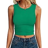ANRABESS Womens Crop Tank Tops High Neck Sleeveless Ribbed Knit Slim Fit Shirts 2026 Summer Casual Basic Workout Clothes