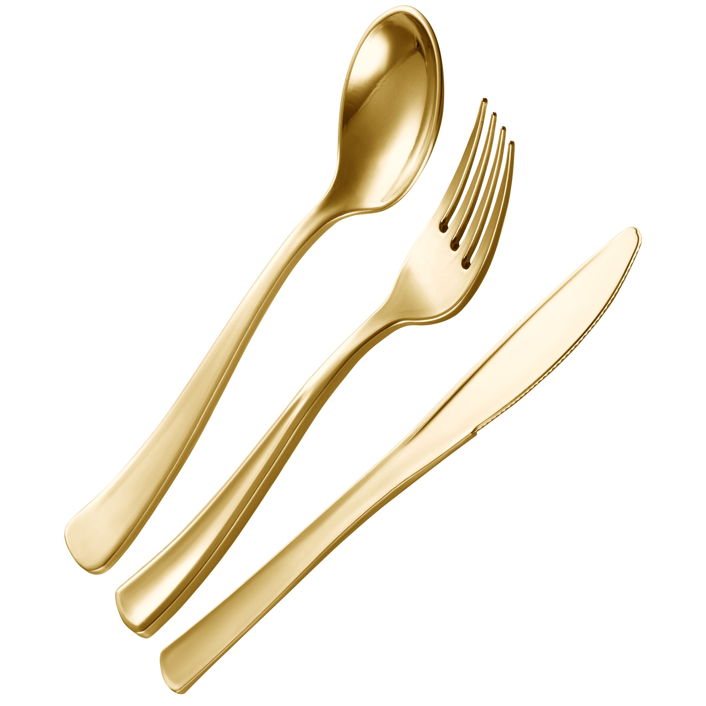 CUTLEREX Heavy Duty Plastic Silverware Cutlery Gold Disposable