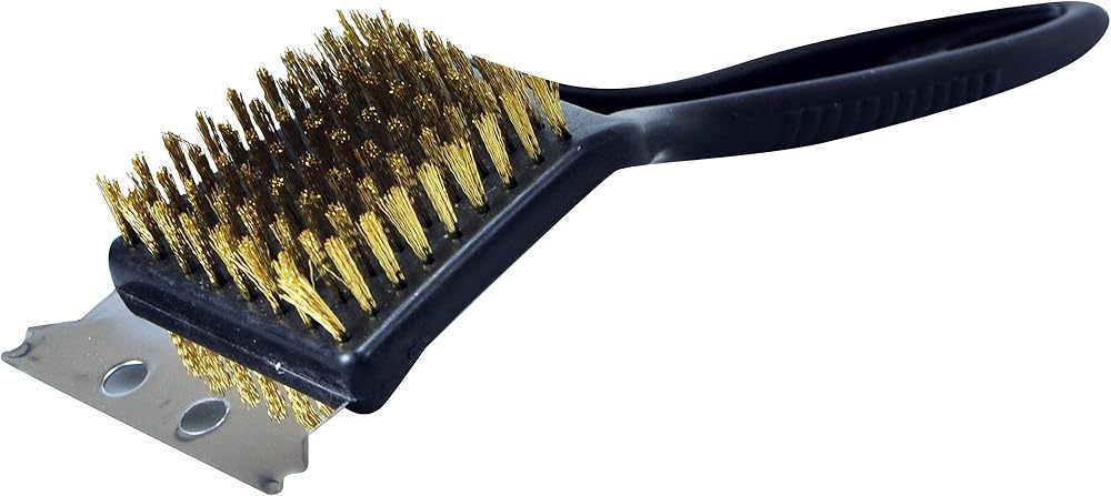 Kingfisher BBQBRUSH BBQ Bristle Cleaner Brush with Metal Scraper Black Brass