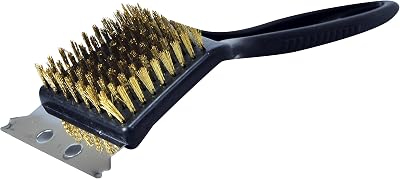 Kingfisher BBQBRUSH BBQ Bristle Cleaner Brush with Metal Scraper Black Brass