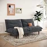 DreamDashio Futon Sofa Bed, 69'' Futon Couch with Adjustable Backrest, Folding Sleeper Recliner, Corduroy Convertible Sleeper Sofa Bed for Apartment, Living Room, Office, Grey