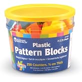 Learning Resources Brights Plastic Pattern Blocks | Pattern Blocks for Classroom, Kids Geometry Manipulatives, Plastic Shape Block Set, Geometric Shapes, 250 Pieces, Ages 3+