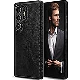 LOHASIC for Galaxy S25 Ultra Case, 6.9" 2025 5G Slim Premium PU Leather Full Body Protective Durable Bumper Women Men Designed Phone Cover, Wireless Charging Friendly - Black