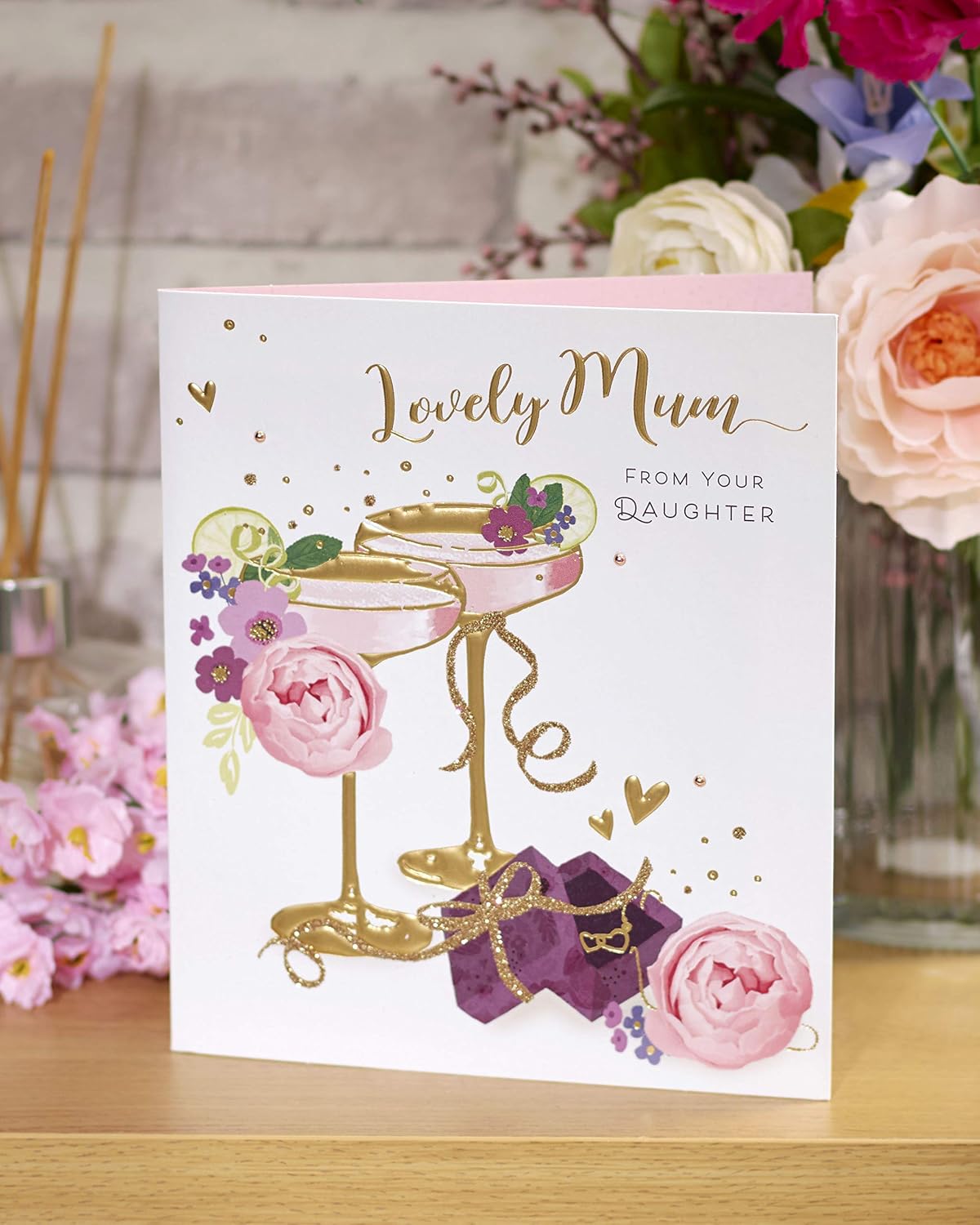 UK Greetings Mother's Day Card from Daughter With Envelope - Sparkling Cocktail Design, Multi - Image 5