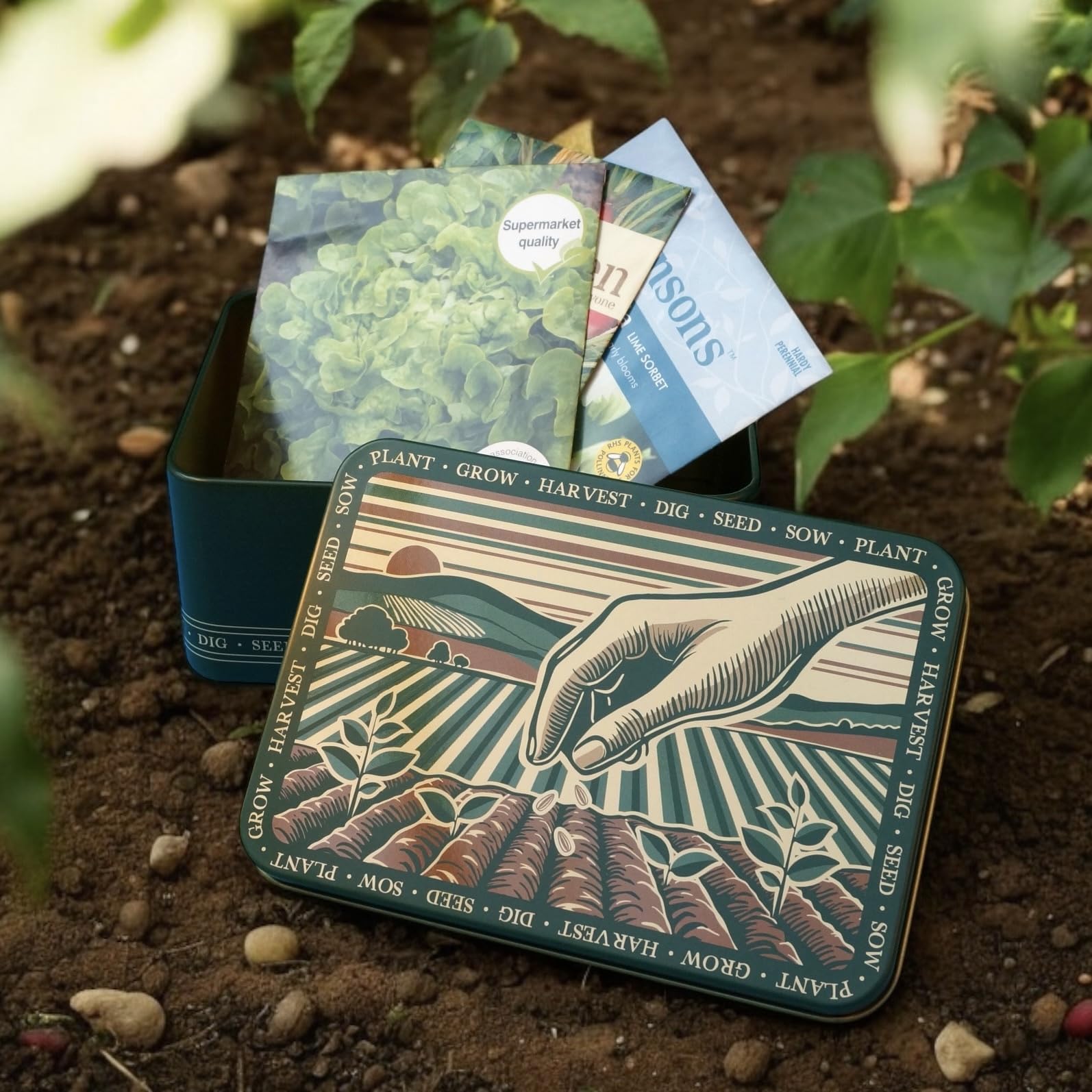 TINIT Seed Packet Storage Tin Organiser Gardening Gift Grandad Dad Present Plants Bulbs Flowers