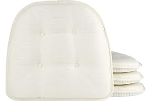 Klear Vu Omega Non-Slip Universal Chair Cushions for Dining Room, Kitchen and Office Use, U-Shaped Skid-Proof Seat Pad, 15x16 Inches, 4 Pack, Ivory
