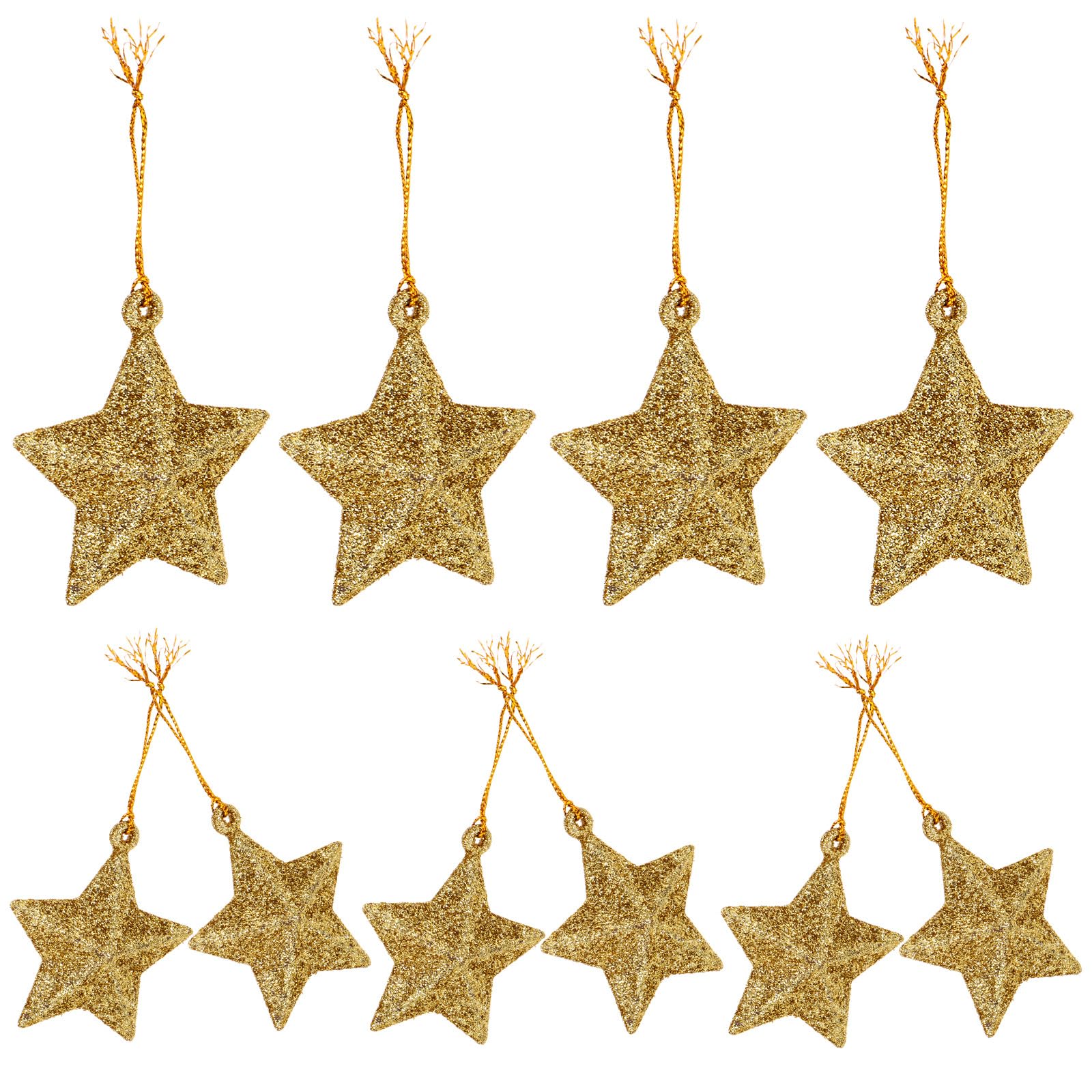 BESPORTBLE Christmas Tree Hanging Pendant: 24pcs Small Gold Star Xmas Tree Decorations, Glitter Star Christmas Hanging Ornaments, Gold Baubles for