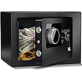 Digital Electronic Money Safe, Steel Security Lock Box with Keypad, Office Hotel Business Jewelry Gun Cash Safe, 0.23 Cubic F