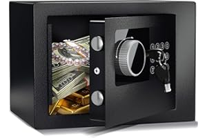CDC DIGI Digital Electronic Money Safe, Steel Security Lock Box with Keypad, Office Hotel Business Jewelry Gun Cash Safe, 0.23 Cubic Feet, 9.06" W x 6.69" D x 6.69" H（black）