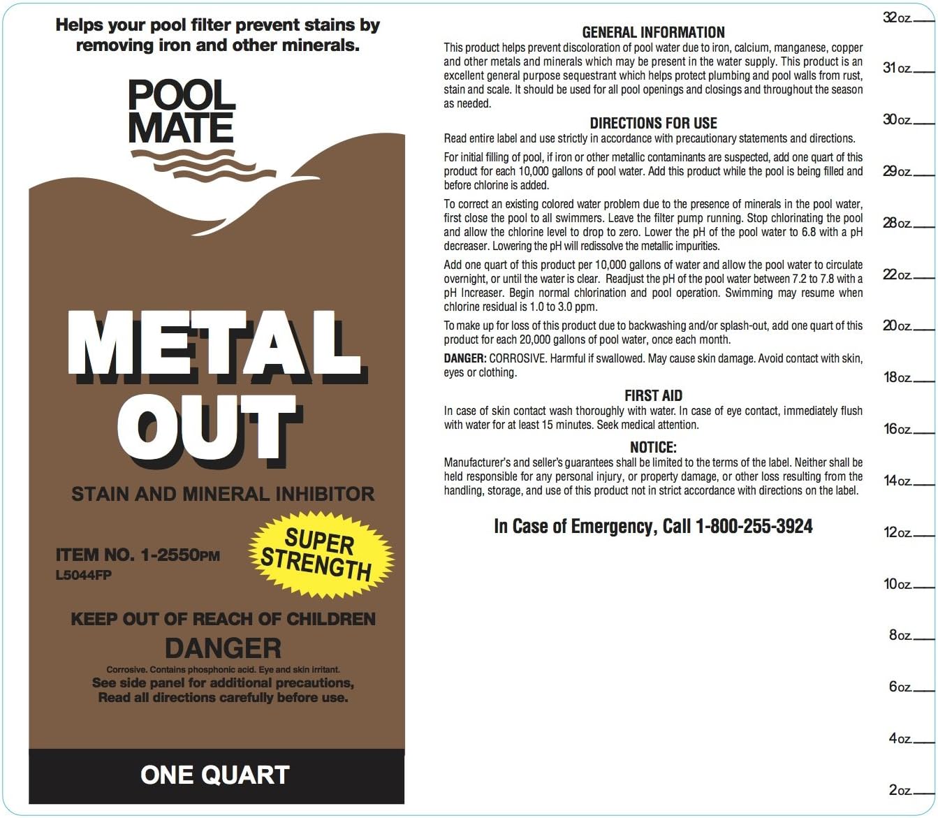 Pool Mate 1-2550 Mineral Out and Stain Remover for Swimming Pools, 1-Quart : Garden & Outdoor