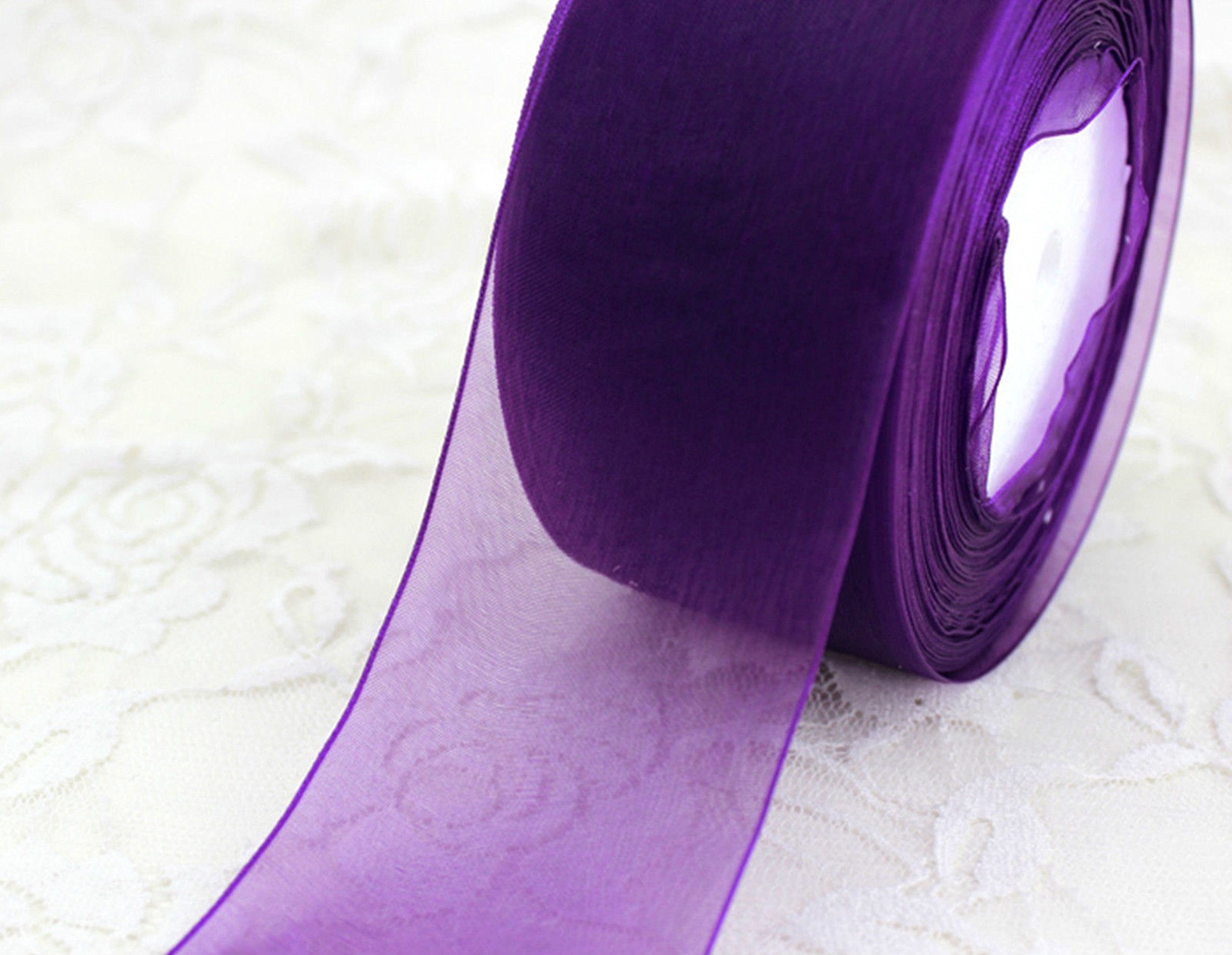 20mm Purple Organza Ribbon Satin Gift Wrap Ribbon, Ribbons for Gift Wrapping, Christmas Ribbon, Gift Wrapping Ribbon for Crafting, Wedding Party Decor 44 M — image 1